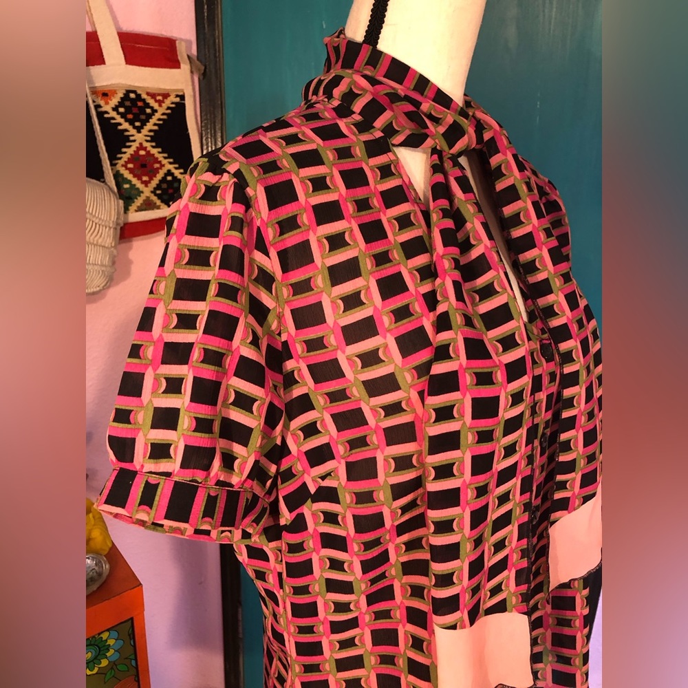 Vintage Art Deco Lavalliere Blouse Size L 🖤 - Picture 10 of 16